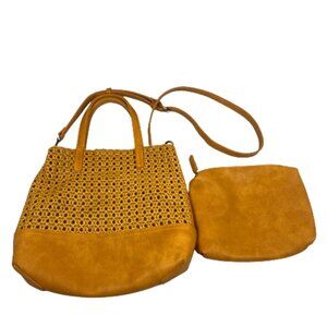 Anthropologie Womens Crossbody Bag‎ With Pouch Insert Mustard Yellow Boho Purse